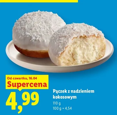 Pączek z nadzieniem kokosowym promocja w Lidl
