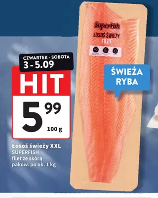 Łosoś świeży XXL SuperFish filet ze skórą promocja w Intermarche