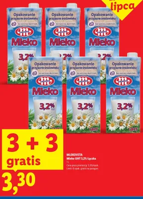 Mleko UHT 3,2% Łączka Mlekovita promocja w Lidl
