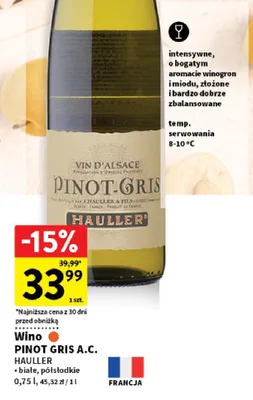 Wino Riesling białe, wytrawne promocja w Intermarche