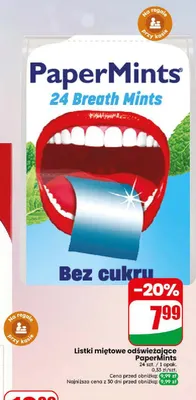 Listki miętowe odświeżające PaperMints promocja w Dino