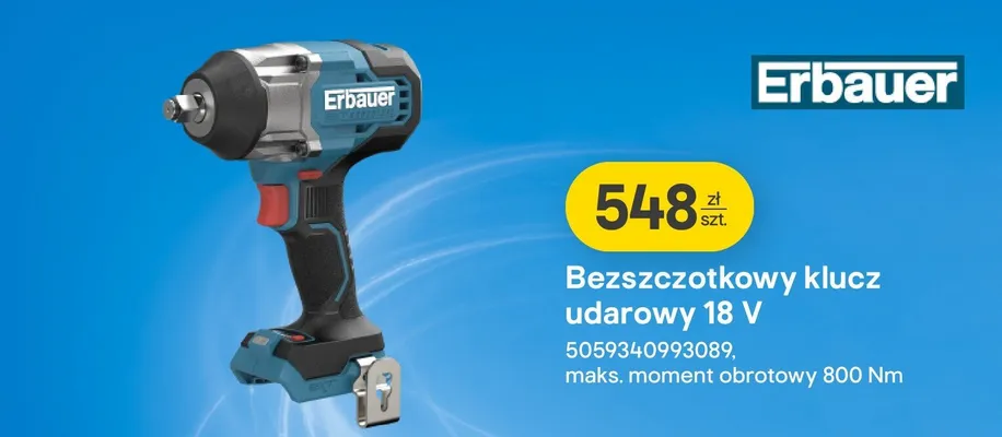 Bezszczotkowy klucz udarowy 18V promocja w Castorama