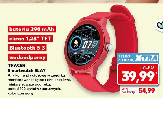 Smartwatch TRACER SLAY kolor czerwony promocja w Kaufland
