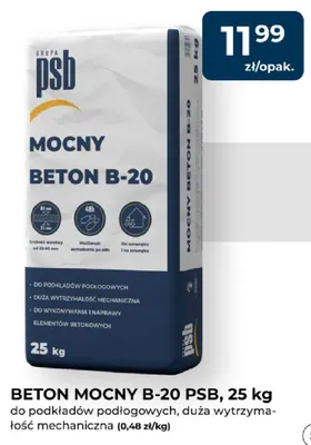 Beton mocny B-20 Psb promocja w PSB Mrówka