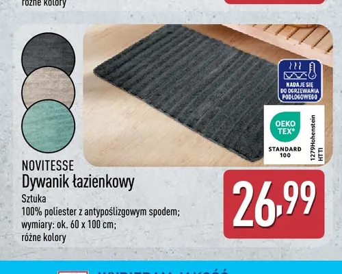 Dywanik łazienkowy 60x100 cm Novitesse promocja w Aldi