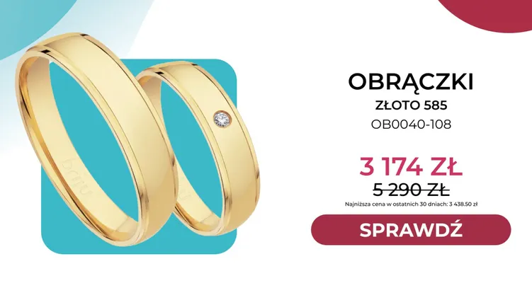 Obrączki złoto 585 OB0040-108 Briju promocja w Briju