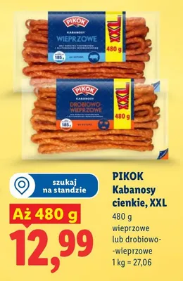Kabanosy cienkie wieprzowe lub drobiowo-wieprzowe promocja w Lidl