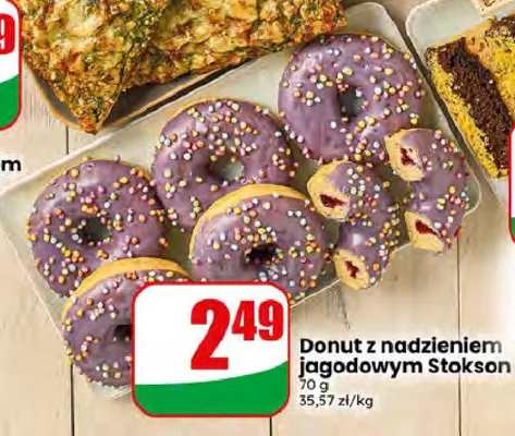 Donut z nadzieniem jagodowym Stokson promocja w Dino