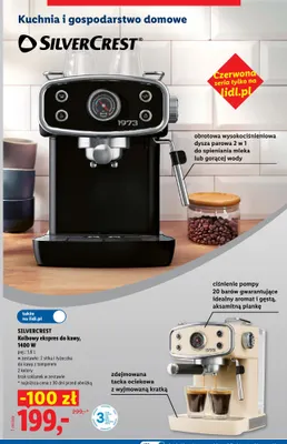 Kolbowy ekspres do kawy SilverCrest 1400W czarny promocja w Lidl