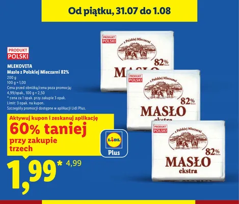 Masło z Polskiej Mleczarni 82% Mlekovita promocja w Lidl