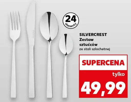 Zestaw sztućców ze stali szlachetnej 24 sztuki promocja w Kaufland