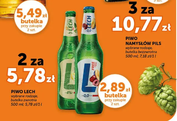 Piwo Lech butelka zwrotna promocja w Euro Sklep