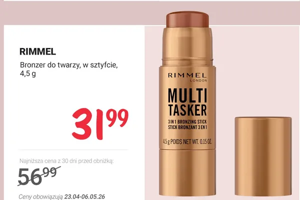 Bronzer do twarzy w sztyfcie Rimmel Multi Tasker 3in1 promocja w Rossmann