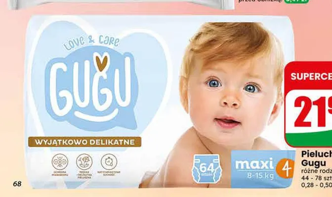 Pieluchy Gugu maxi 4 8-15kg promocja w Dino