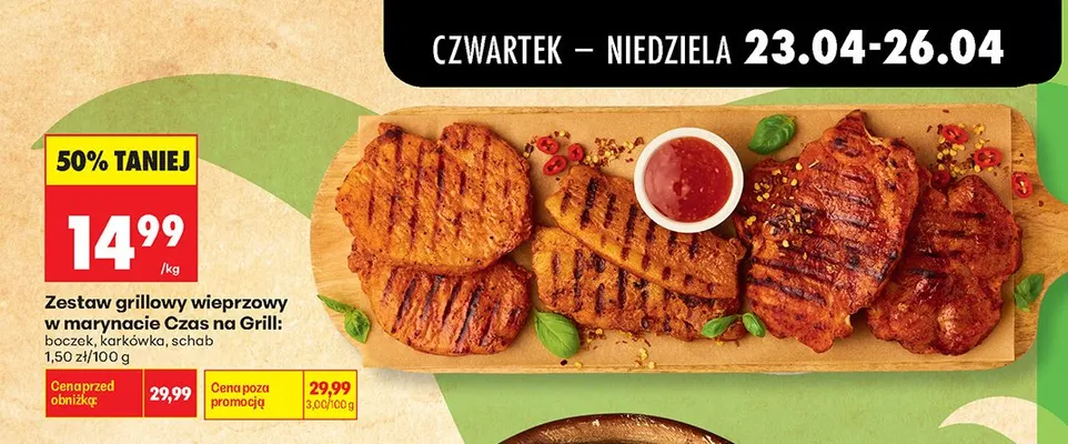 Zestaw grillowy wieprzowy w marynacie Czas na Grill karkówka promocja w Biedronka