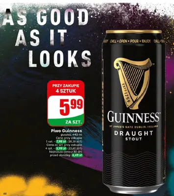 Piwo Guinness Draught Stout promocja w Dino
