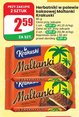 Herbatniki w polewie kakaowej Maltanki Krakuski promocja w Dino