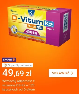 Suplement diety D-Vitum K2 forte MAX MK-7 4000 j.m. Oleofarm promocja w Allegro