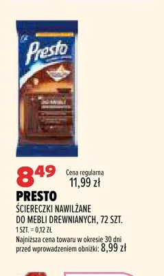 Ściereczki nawilżane do mebli drewnianych Presto promocja w Drogerie Natura