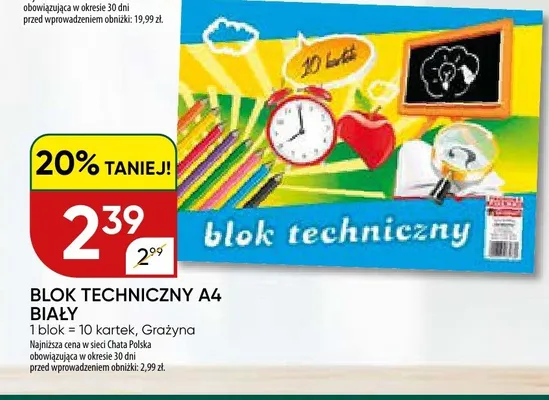Blok techniczny A4 biały Grażyna 10 kartek promocja w Chata Polska
