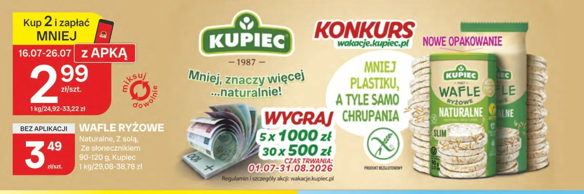 Wafle ryżowe ze słonecznikiem Kupiec promocja w Chorten