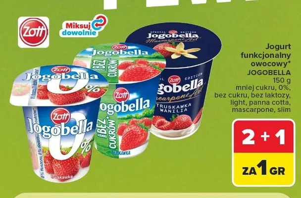 Jogurt owocowy Zott Jogobella 0% promocja w Carrefour