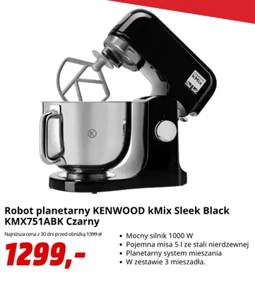 Robot planetarny Kenwood kMix Sleek Black Czarny promocja w Media Markt