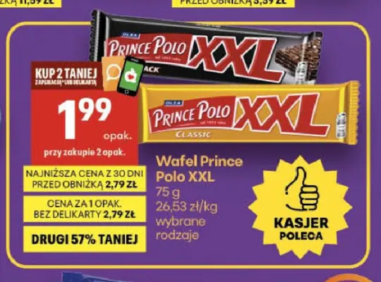 Wafel Prince Polo XXL Black promocja w Delikatesy Centrum