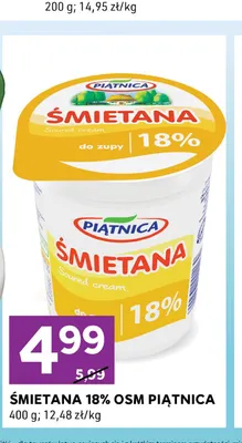 Śmietana OSM Piątnica 18% promocja w Stokrotka