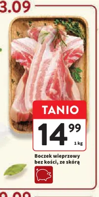 Boczek wieprzowy bez kości ze skórą promocja w Intermarche