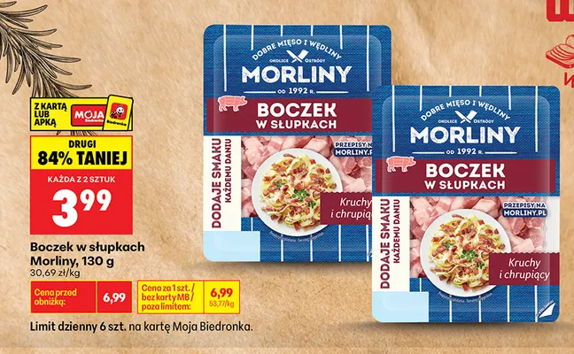 Boczek w słupkach Morliny promocja w Biedronka