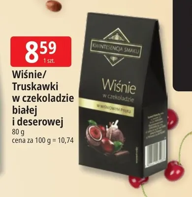 Wiśnie w czekoladzie białej i deserowej Kwintesencja Smaku promocja w Leclerc