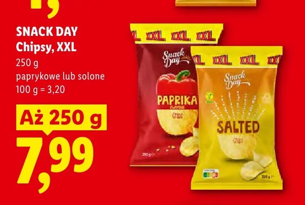 Chipsy paprykowe XXL Snack Day promocja w Lidl