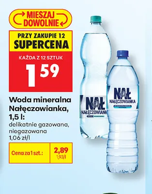 Woda mineralna gazowana Nałęczowianka delikatnie promocja w Biedronka