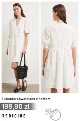 Sukienka bawełniana z haftem Medicine promocja w Medicine