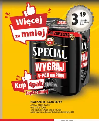 Piwo Specjal Jasny Pełny 4-pak promocja w Arhelan