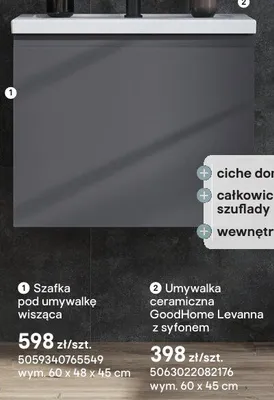 Umywalka ceramiczna z syfonem GoodHome Levanna promocja w Castorama