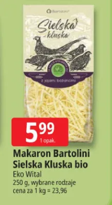 Makaron Bartolini Sielska Kluska bio promocja w Leclerc