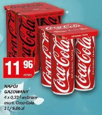 Napój gazowany Coca-Cola 4x0,33l wybrany asortyment promocja w Chorten