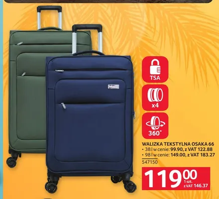 Walizka tekstylna Osaka 98 l promocja w Selgros