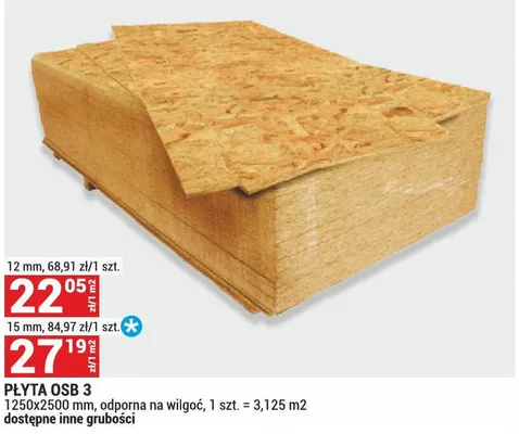 Płyta OSB 3 15mm promocja w Merkury Market