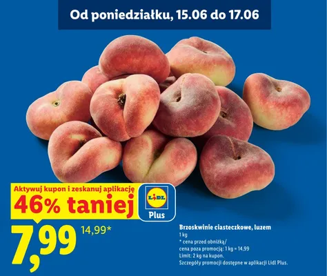 Brzoskwinie ciasteczkowe luzem promocja w Lidl