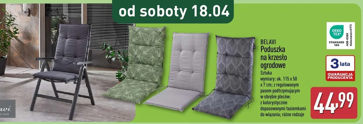 Poduszka na krzesło ogrodowe promocja w Aldi