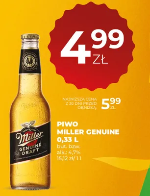 Piwo Miller Genuine Draft promocja w Duży Ben
