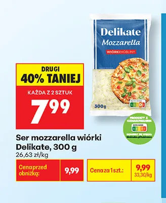 Ser mozzarella wiórki Delikate promocja w Biedronka