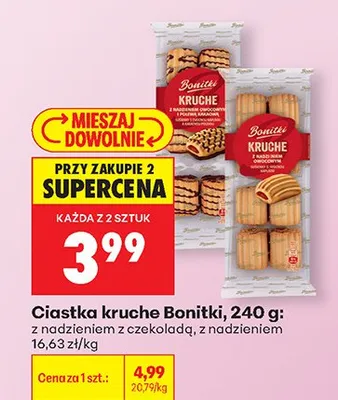 Ciastka kruche Bonitki z nadzieniem z czekolady promocja w Biedronka