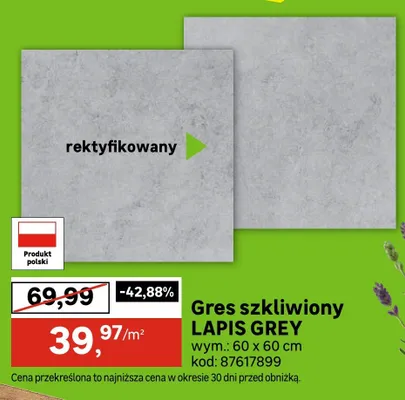 Gres szkliwiony LAPIS GREY 60x60cm promocja w Leroy Merlin