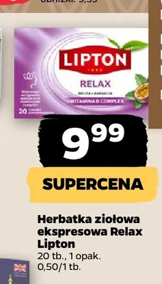 Herbatka ziołowa ekspresowa Relax Lipton promocja w Netto