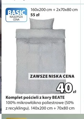 Komplet pościeli z kory Beate 140x200 cm + 70x80 promocja w Jysk