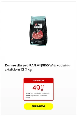 Karma dla psa PAN MIĘSKO Wieprzowina z dzikiem XL promocja w Media Expert